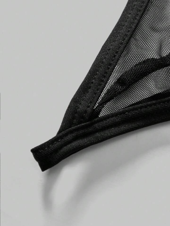 Men's mesh Patchwork hollow Out Thong